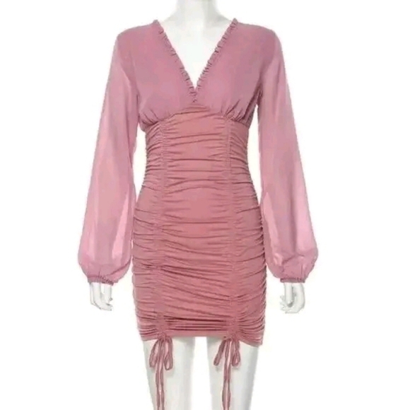 Bodycon Long Sleeve Evening Party Cocktail Mini Dress - Picture 4 of 9